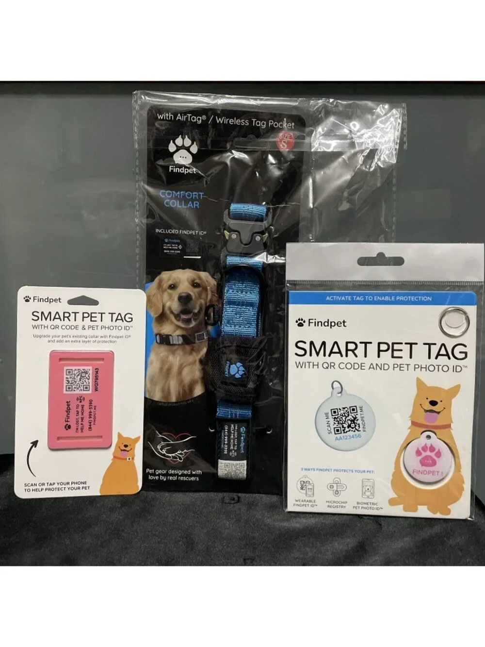 FindPet Wireless Locator Air Tag Comfort ID Collar Small Dog Track Scan Your Pet